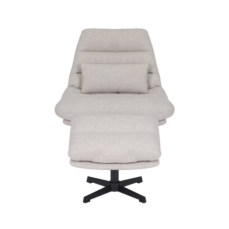 Draaifauteuil met hocker Cristo linnen taupe