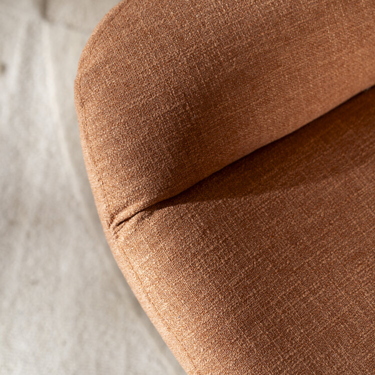 Draaifauteuil met hocker Palma linnen koper