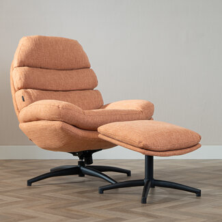 Draaifauteuil met hocker Palma linnen koper