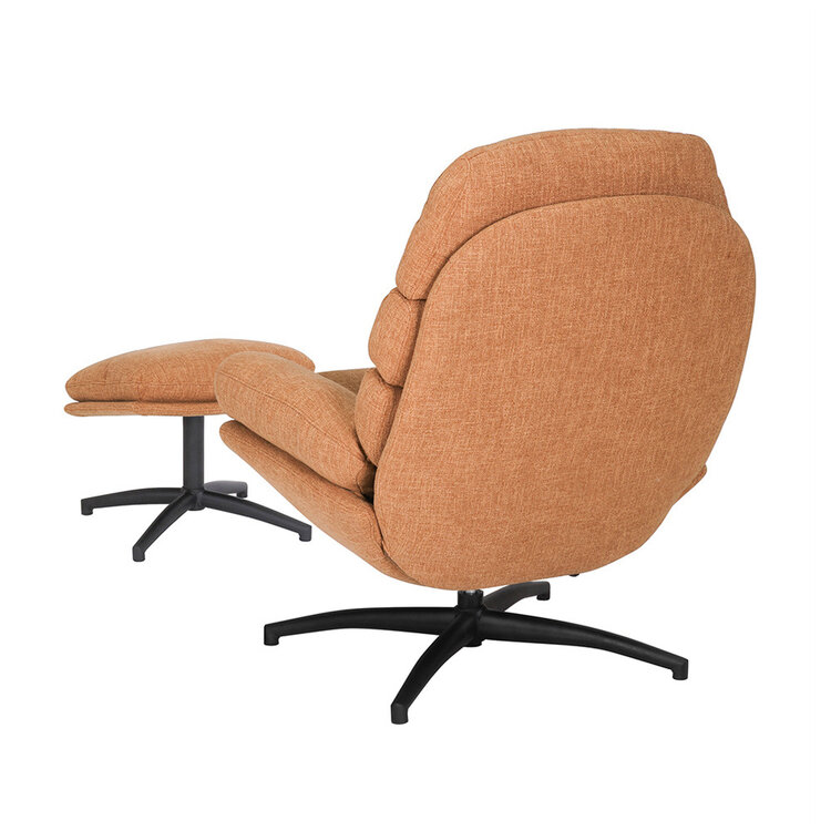 Draaifauteuil met hocker Palma linnen koper
