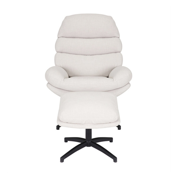 Draaifauteuil met hocker Palma linnen off white