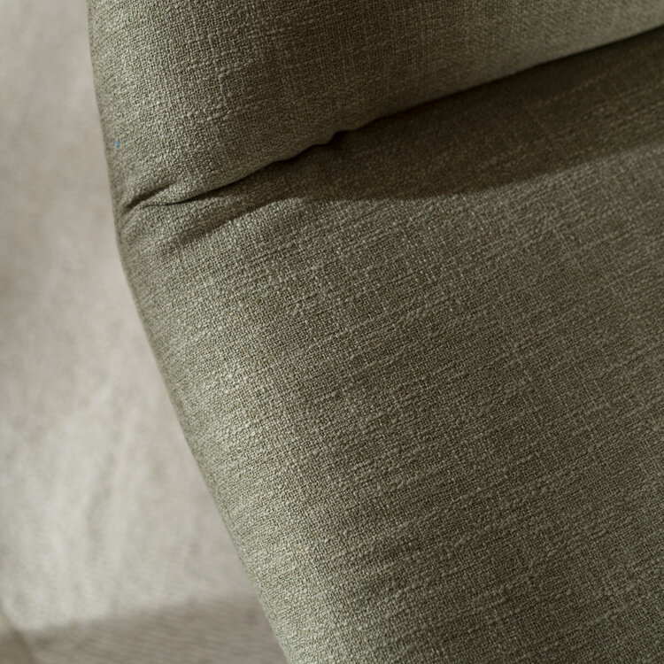 Draaifauteuil met hocker Palma linnen olijfgroen