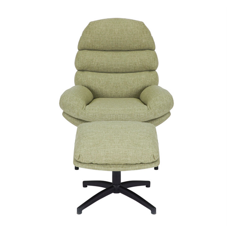 Draaifauteuil met hocker Palma linnen olijfgroen