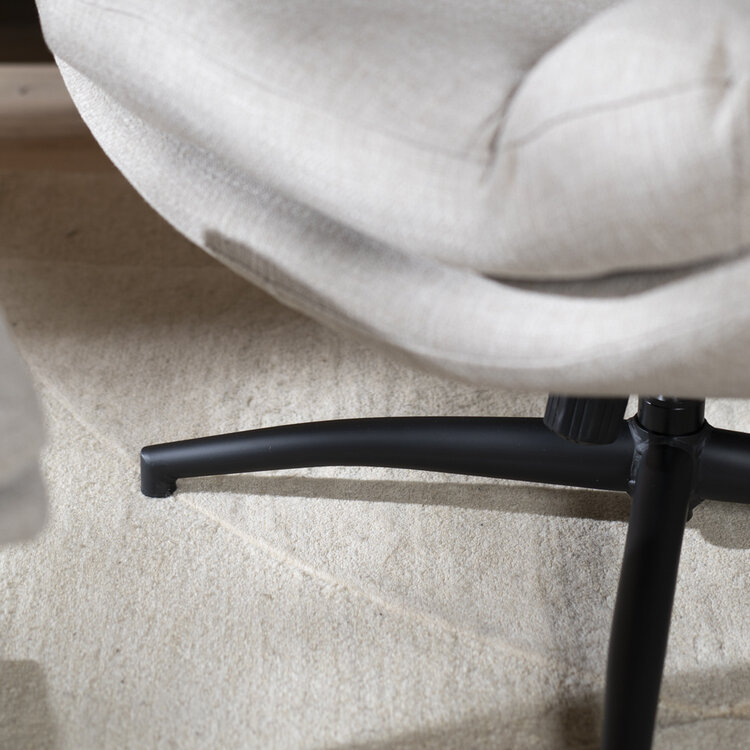 Draaifauteuil met hocker Palma linnen taupe