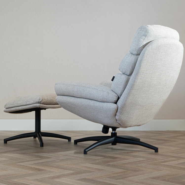 Draaifauteuil met hocker Palma linnen taupe
