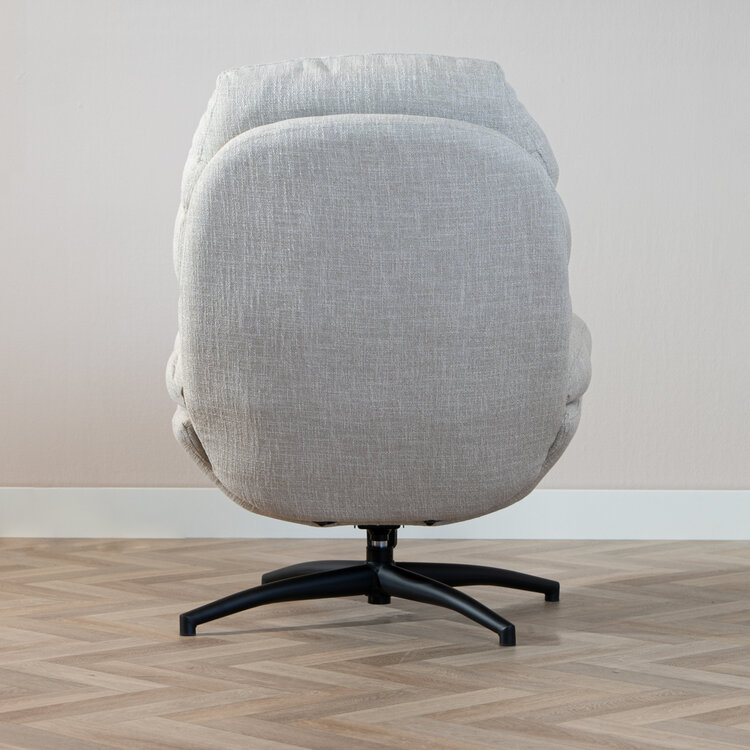 Draaifauteuil met hocker Palma linnen taupe