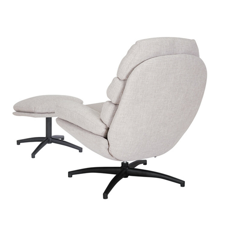 Draaifauteuil met hocker Palma linnen taupe