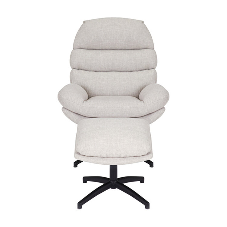 Draaifauteuil met hocker Palma linnen taupe