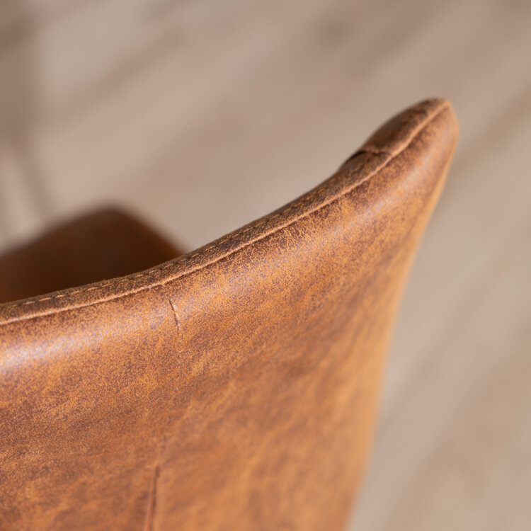 Industriële barkruk Barrel cognac eco-leer 69 cm