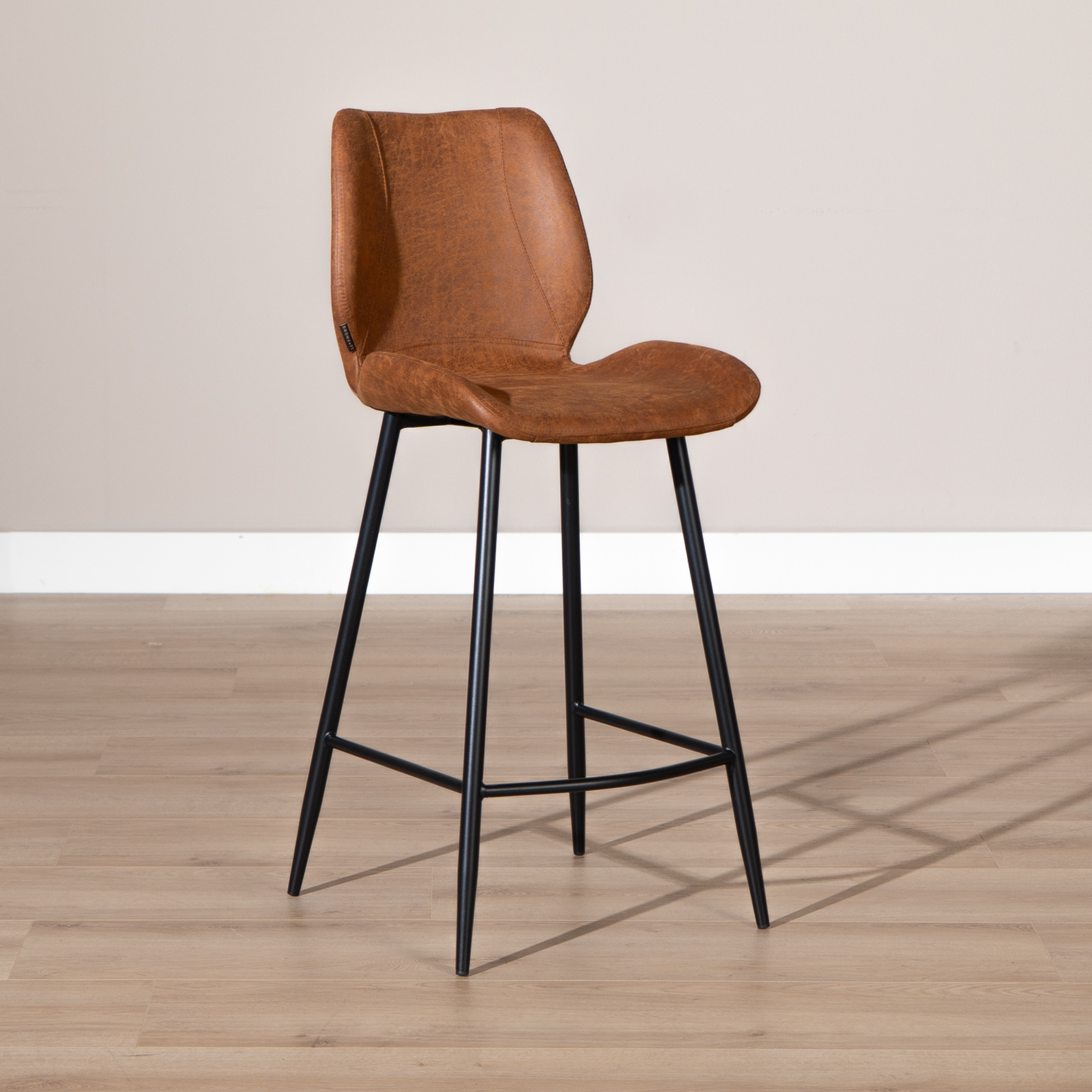 Industriële barkruk Barrel cognac eco-leer 69 cm