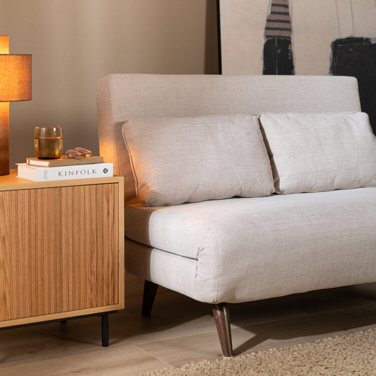 Slaapbank 1,5 persoons Kristian gerecyclede stof beige