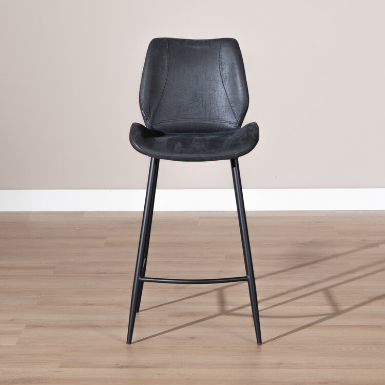 Industriële barkruk Barrel zwart/antraciet eco-leer 69 cm