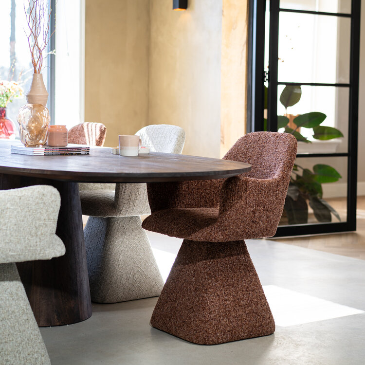 Eetkamerstoel Josh draaibaar chenille beige