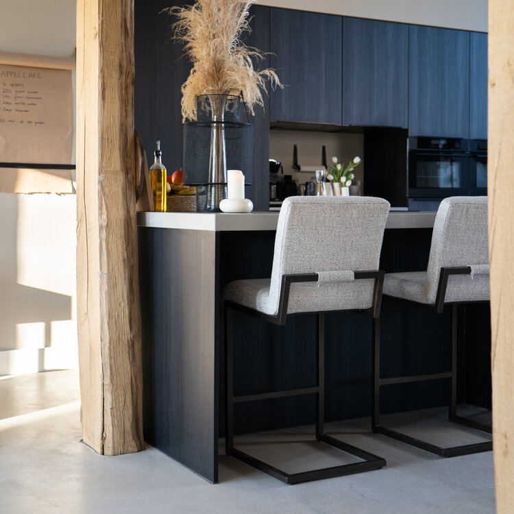 Velvet barkruk Lio bruin 70 cm