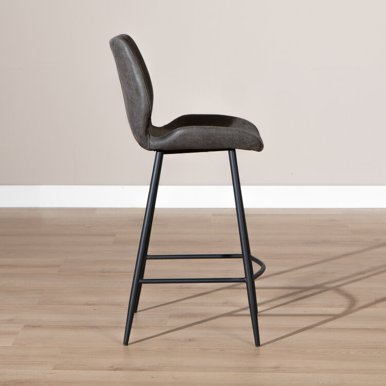 Industriële barkruk Barrel antraciet eco-leer 69 cm