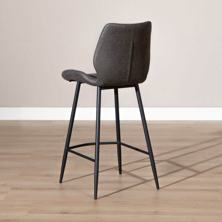 Industriële barkruk Barrel antraciet eco-leer 69 cm