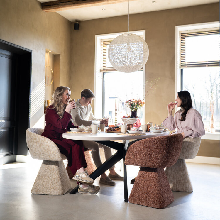 Eetkamerstoel Lenn draaibaar chenille beige