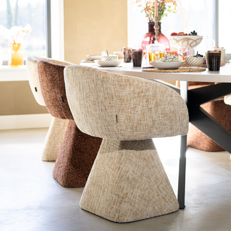 Eetkamerstoel Lenn draaibaar chenille beige
