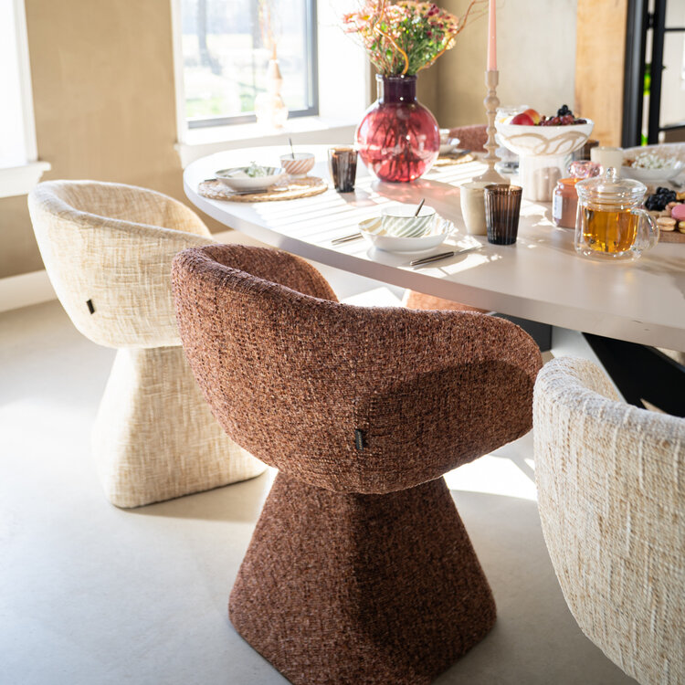Eetkamerstoel Lenn draaibaar chenille beige