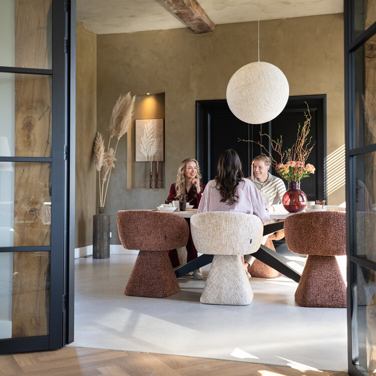 Eetkamerstoel Lenn draaibaar chenille koper