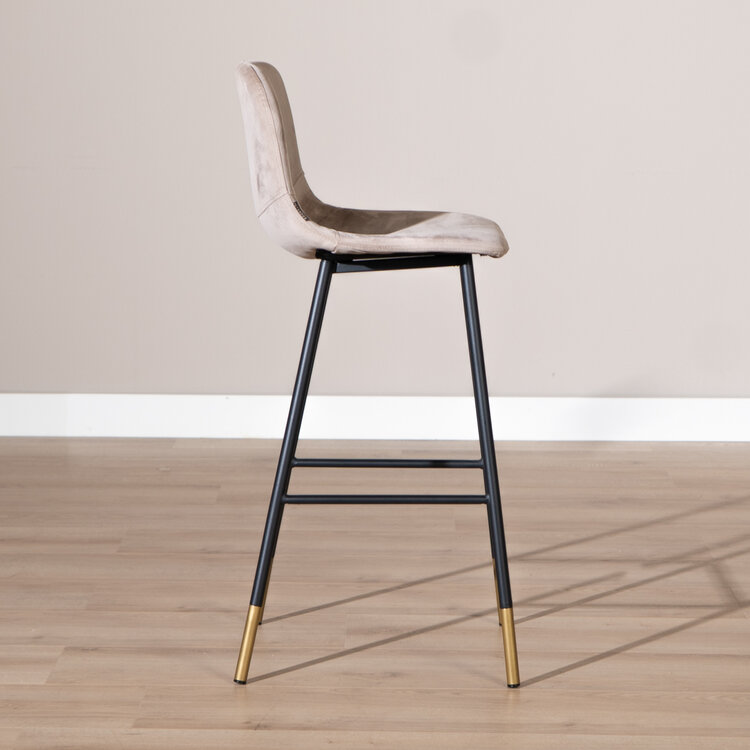 Velvet barkruk Mikky taupe 65-78 cm