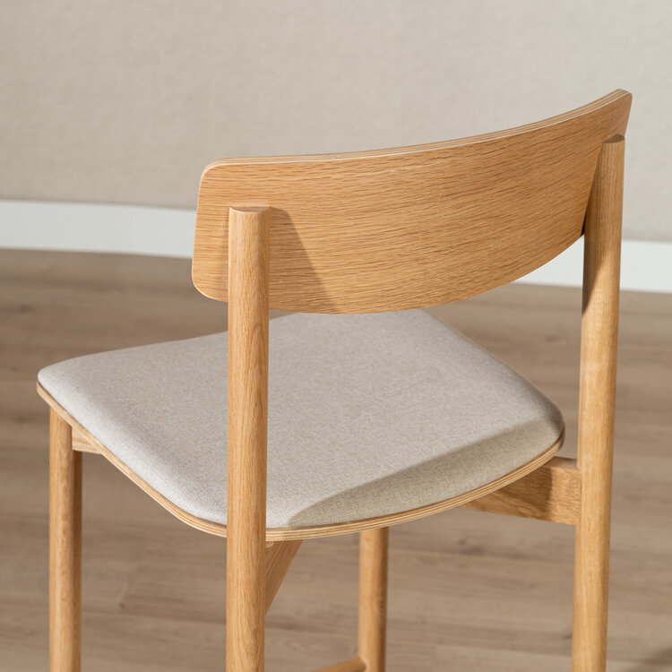 Scandinavische barkruk Jane naturel eiken/ off white 80 cm