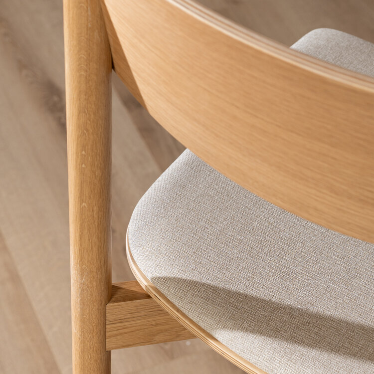 Scandinavische barkruk Jane naturel eiken/ off white 80 cm