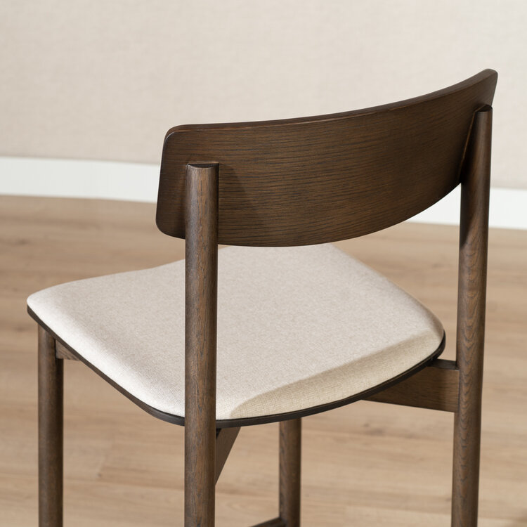 Scandinavische barkruk Inez walnoot/ off white 70 cm