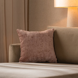 Sierkussen Juna chenille stof roze 45 x 45 cm