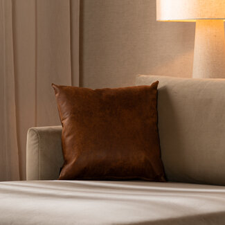 Sierkussen Kyla eco-leer cognac 45 x 45 cm