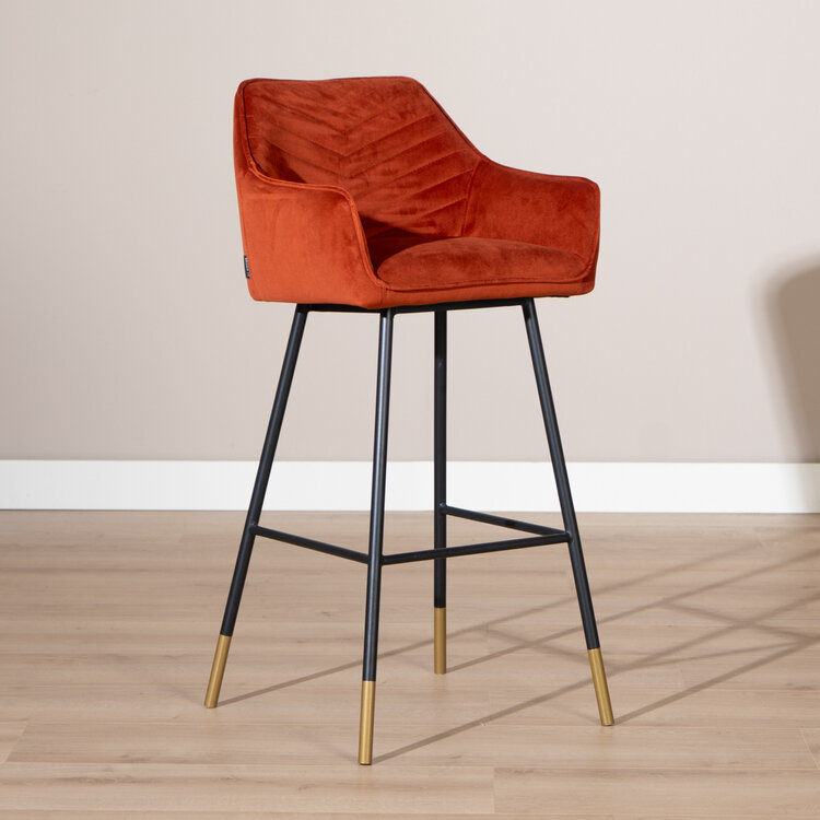Velvet barkruk Fiona koper 65-78 cm