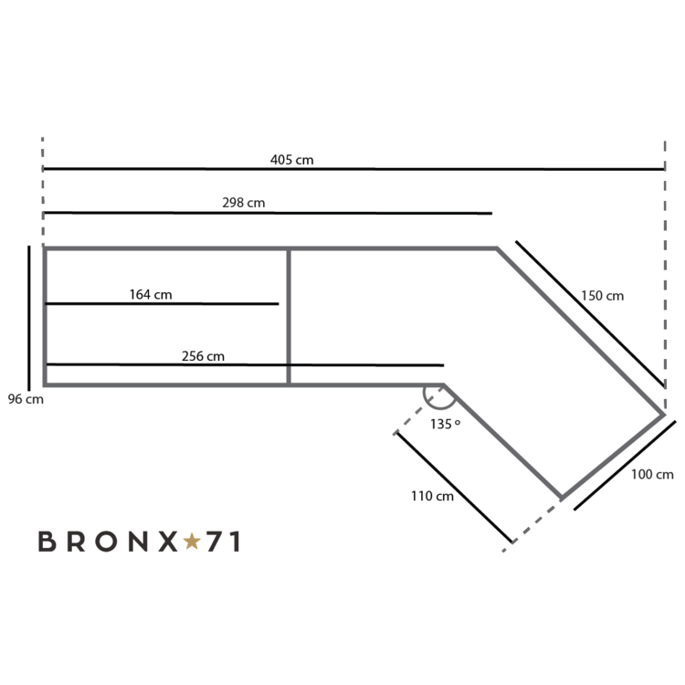 Scandinavische hoekbank July off white rechts