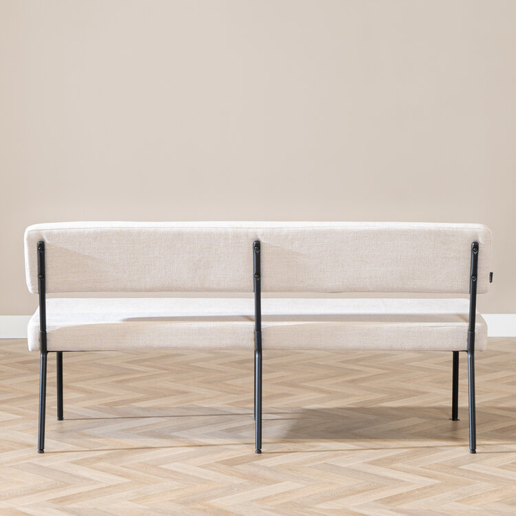 Scandinavische eetkamerbank Espen beige gerecyclede stof 160 cm