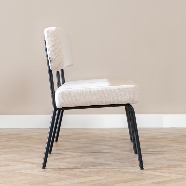 Scandinavische eetkamerbank Espen beige gerecyclede stof 160 cm