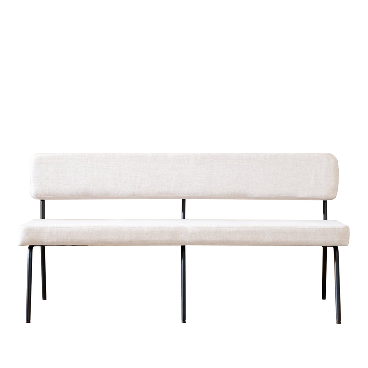 Scandinavische eetkamerbank Espen beige gerecyclede stof 160 cm