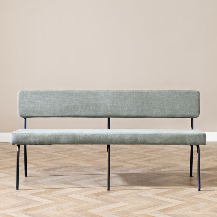 Scandinavische eetkamerbank Espen groen gerecyclede stof 160 cm