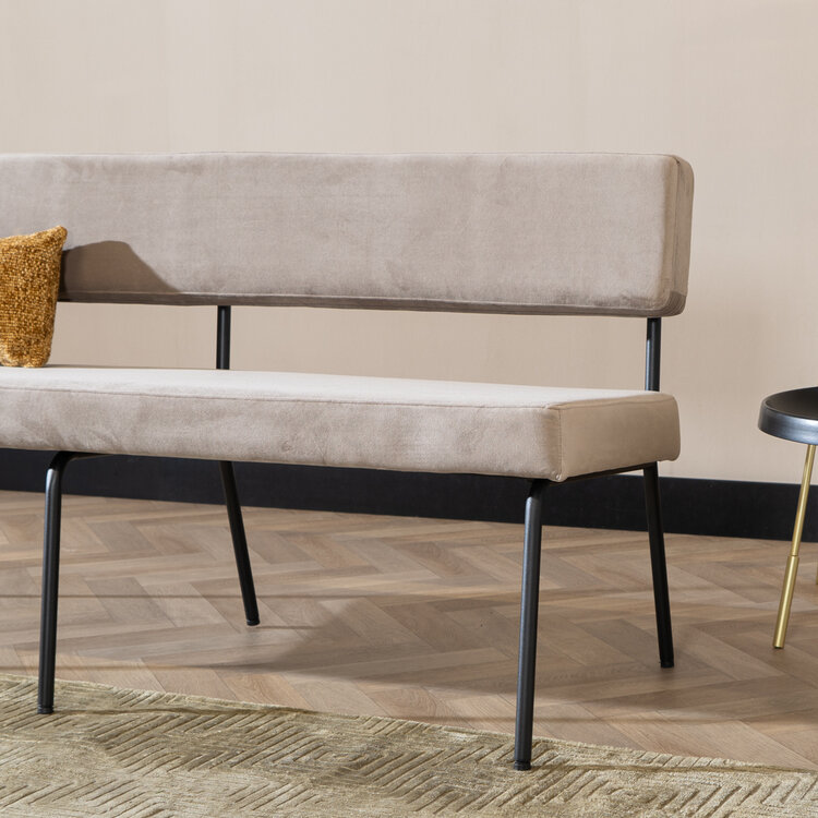 Velvet eetkamerbank Espen taupe 160 cm