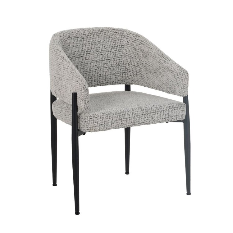 Eetkamerstoel Armin gemêleerde stof off white/zwart