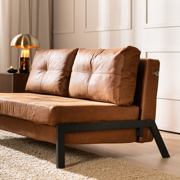 Slaapbank 2 persoons Mikko cognac eco-leer