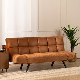 Slaapbank 1,5-persoons Timo cognac eco-leer