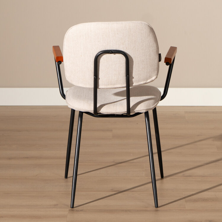 Scandinavische eetkamerstoel Oskar beige gerecyclede stof