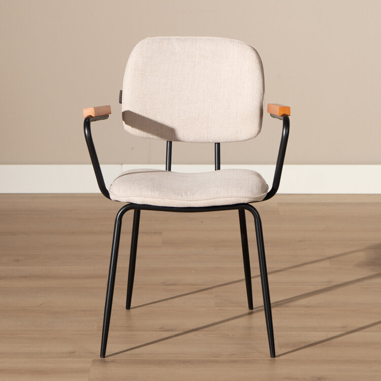 Scandinavische eetkamerstoel Oskar beige gerecyclede stof