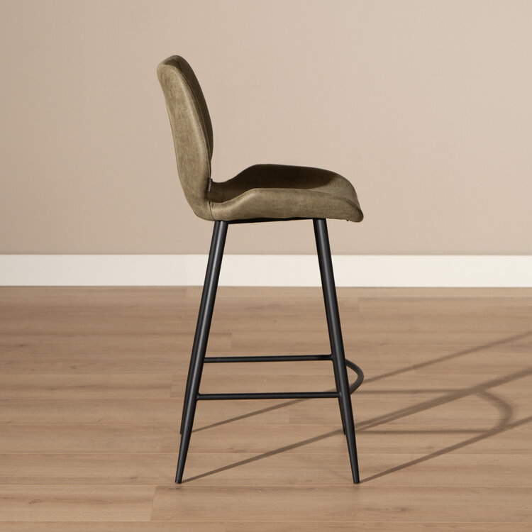 Industriële barkruk Barrel olijfgroen eco-leer 69 cm