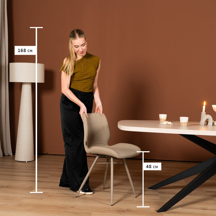 Scandinavische eetkamerstoel Jena taupe gerecyclede stof