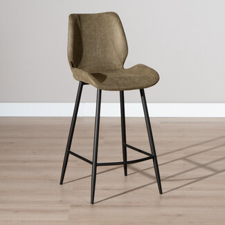 Industriële barkruk Barrel olijfgroen eco-leer 69 cm