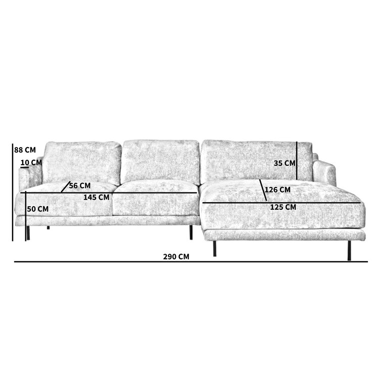 Scandinavische hoekbank Denver off white stof gemêleerd rechts