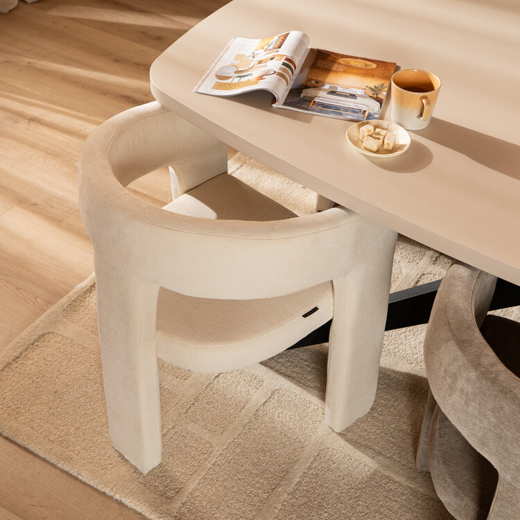 Scandinavische eetkamerstoel Bibi chenille off white