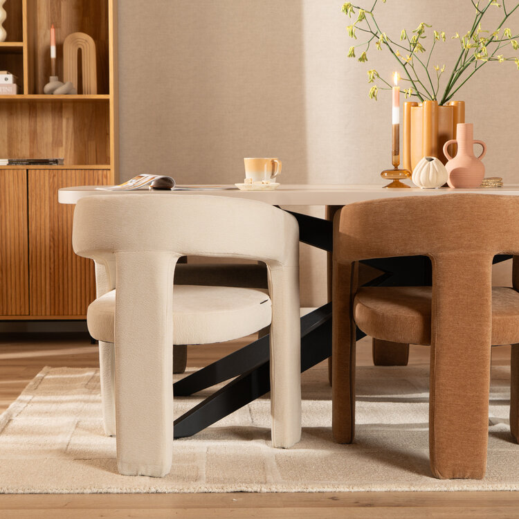Scandinavische eetkamerstoel Bibi chenille off white