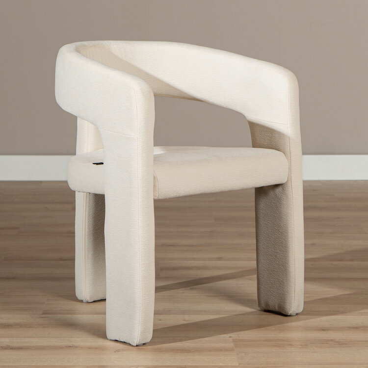 Scandinavische eetkamerstoel Bibi chenille off white