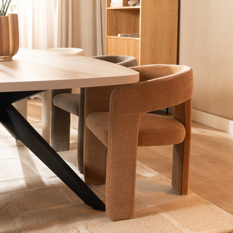 Scandinavische eetkamerstoel Bibi chenille terracotta